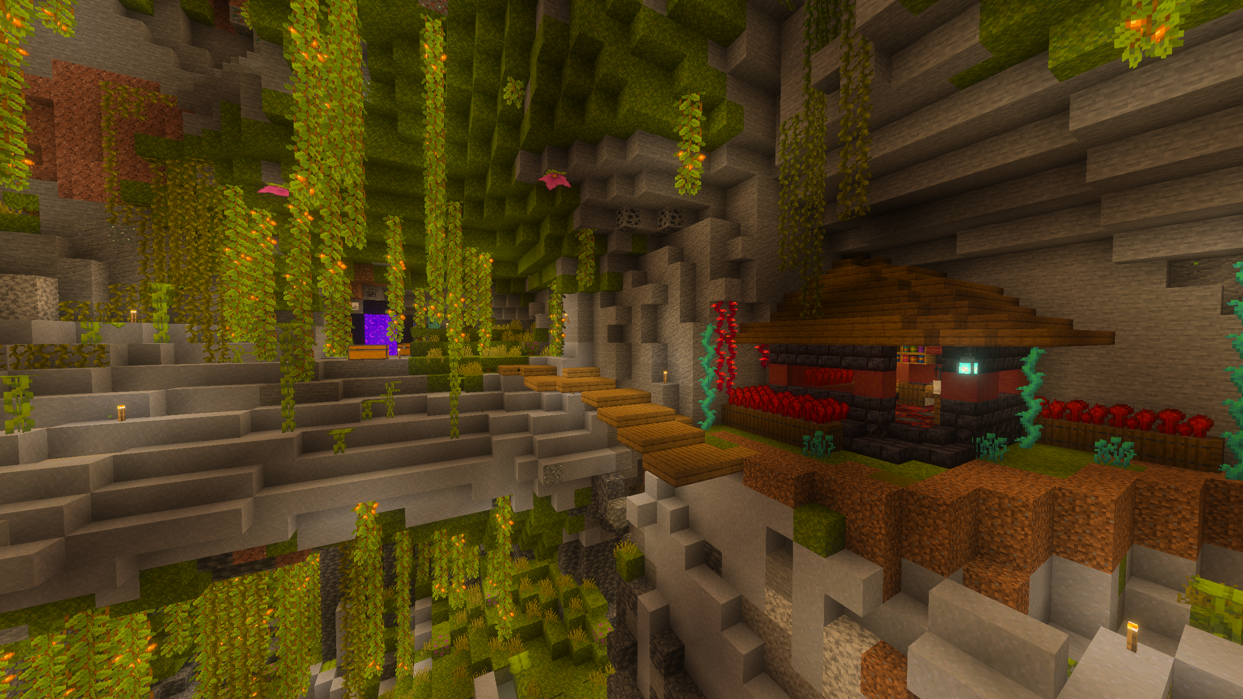 ThomRiddle's lush cave base on the Evercraft Chapter One Minecraft Realm