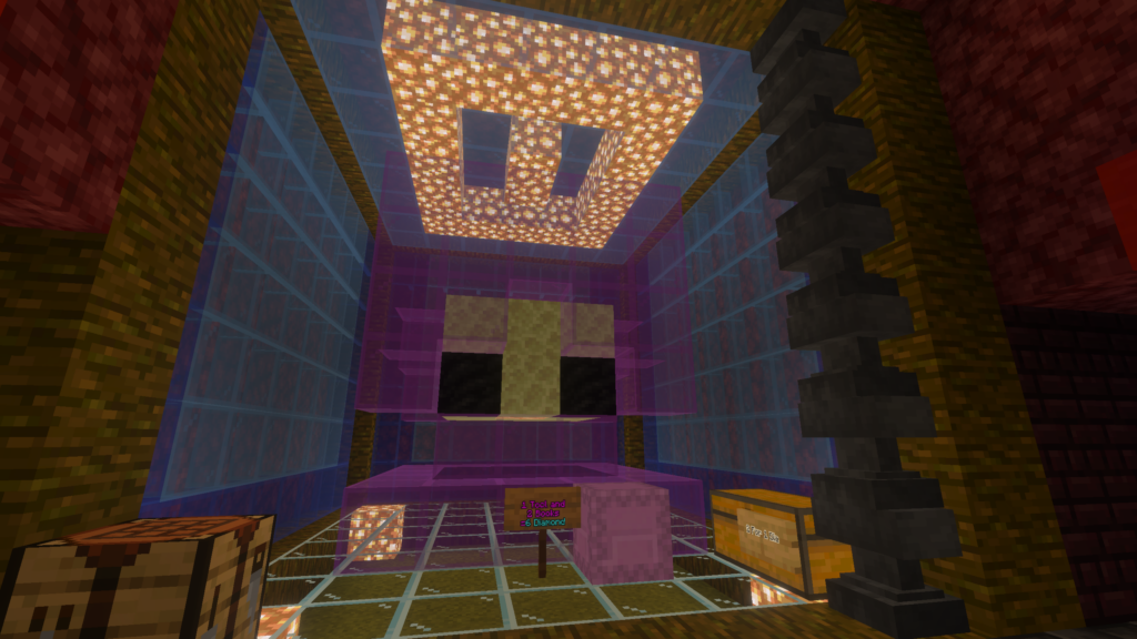 A Nether hub shop for gear raided from the End dimension on the Evercraft S5 Minecraft Realm