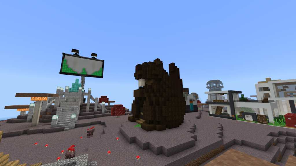 Wystler's beaver-themed wood shop on the Evercraft v3 Minecraft Realm