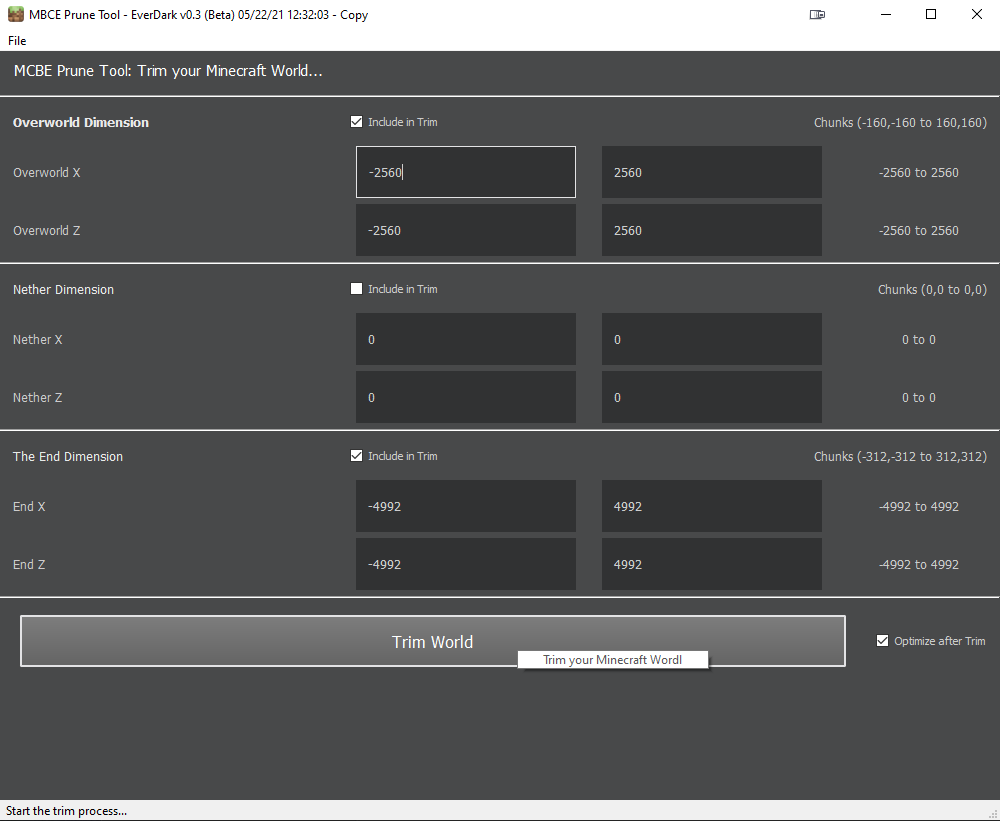 The GUI of Foxy's pruning tool