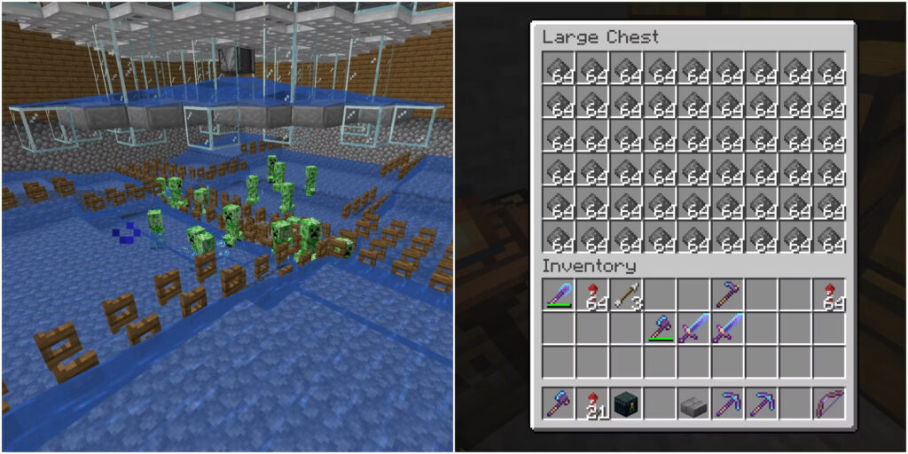 An older example of a creeper farming setup.