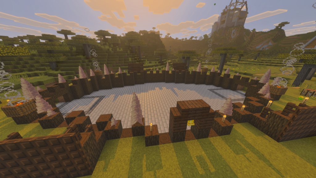An early-game arena built by the community on the Evercraft S5 Minecraft Realm